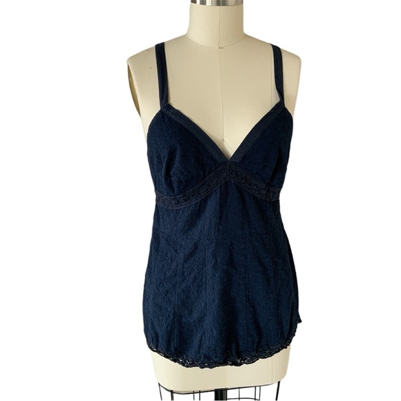 Michael by Michael Kors navy blue sleeveless v-neck top with tied back, Size 10 - Picture 1 of 7